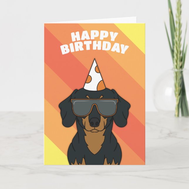 Dachshund Hund Birthday Card Kort (Framsida)