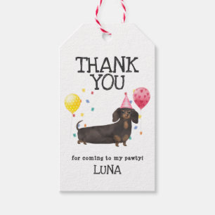Dachshund Hund Birthday Tack Favor Gift Märkre Presentetikett