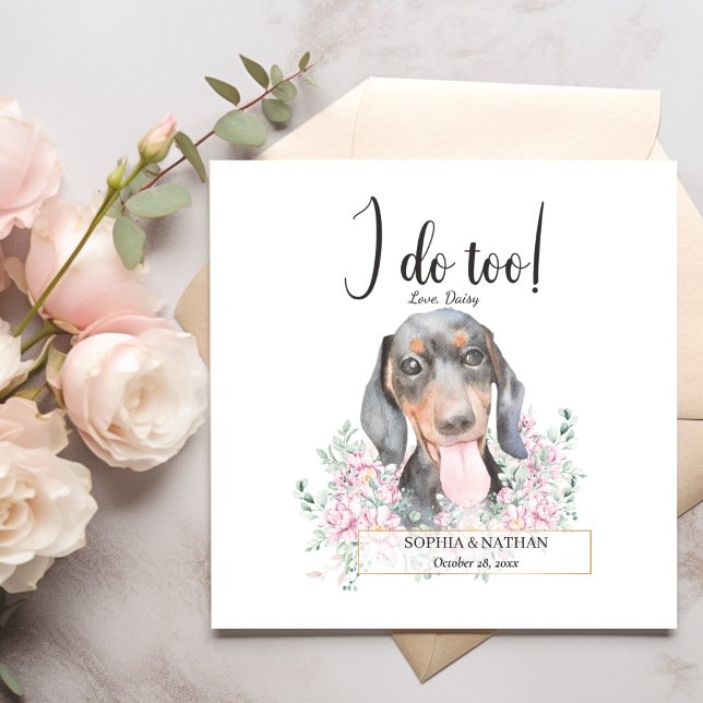 Dachshund Hund Bröllop Cocktail Napkins Pappersservett (Skapare uppladdad)