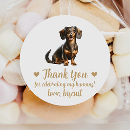 Dachshund Hund Bröllop Present Sticker Runt Klistermärke
