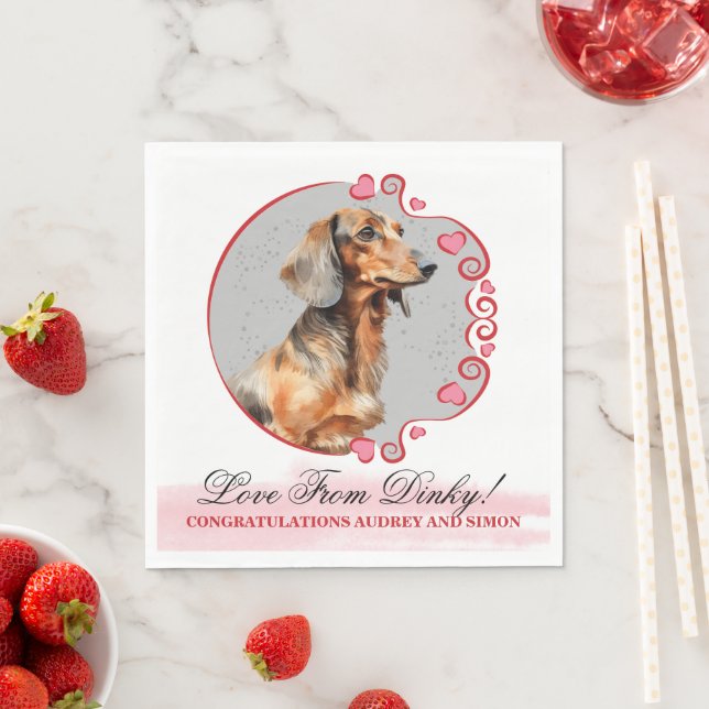 Dachshund Hund Bröllops Servetter Med Foto (Insitu)