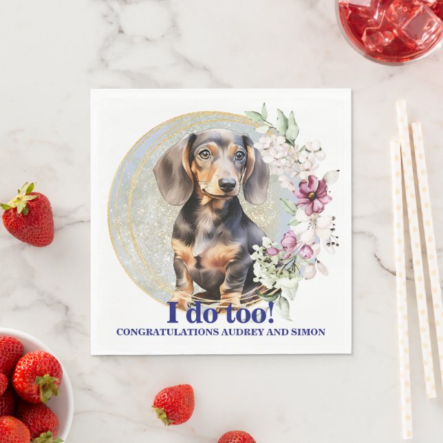 Dachshund Hund Bröllops Servetter Med Foto (Insitu)