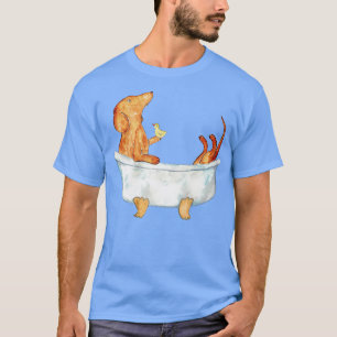 Dachshund hund brunhårtoalett för kort, målning 2 t shirt