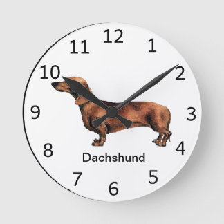 Dachshund Hund Clock Rund Klocka