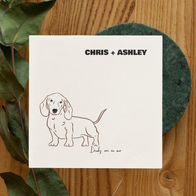 Dachshund Hund Cocktail Napkin för bröllop Pappersservett (Skapare uppladdad)