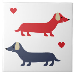 Dachshund Hund Colorful Doxies and Tassar 1 Kakelplatta