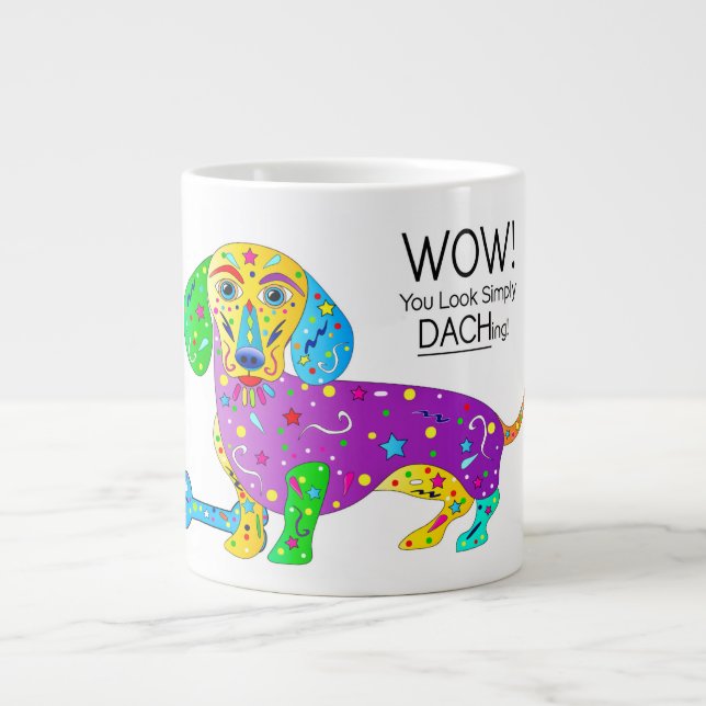 Dachshund Hund Colorful Kaleidoscope-samling Jumbo Mugg (Framsidan)