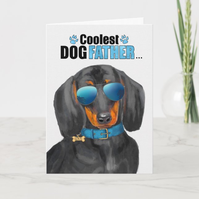 Dachshund Hund Coolest Pappa Fars dag Helgkort (Framsida)