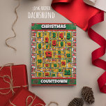 Dachshund Hund Coundown jul Advent Calendar Julkort<br><div class="desc">Dachshund Hund Countdown jul Advent Calendar-Helgdag har en vattenfärg av en Dachshund med en julhatt och en röd halsduk. Lönsam design för Hundälskare!</div>