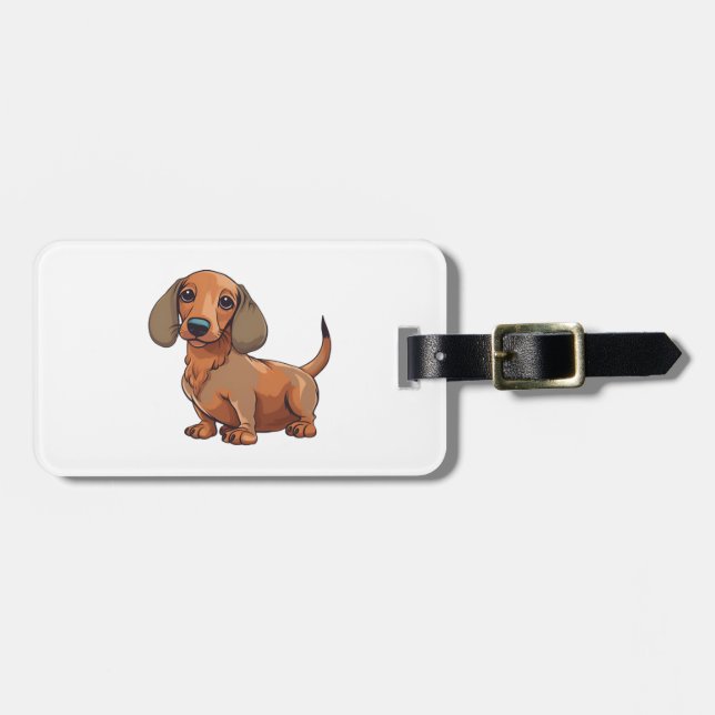Dachshund Hund Cute Bagagebricka (Horisontell Framsida)