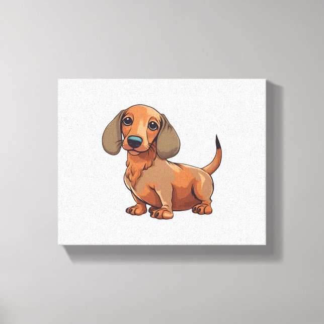Dachshund Hund Cute Canvastryck (Framsida)