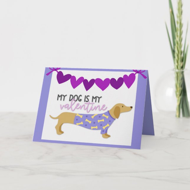 Dachshund Hund Cute Funny Lila Anpassningsbar Text Helgkort (Framsida)