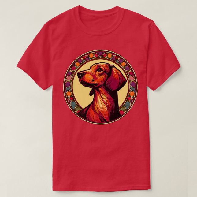 Dachshund Hund design Art nouveau Stil T Shirt (Design framsida)