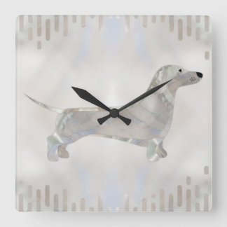 Dachshund hund - Doxie pearl silhouette Fyrkantig Klocka