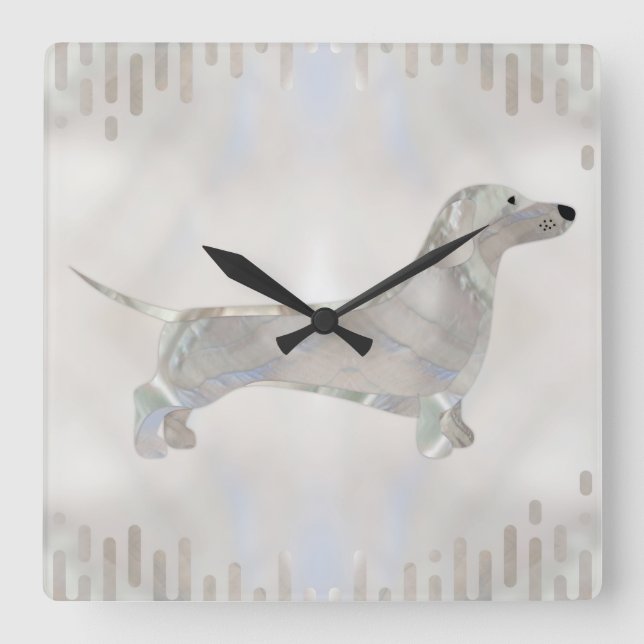 Dachshund hund - Doxie pearl silhouette Fyrkantig Klocka (Framsida)