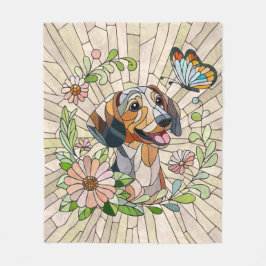 Dachshund-hund - Doxifärgad mosaik Fleecefilt