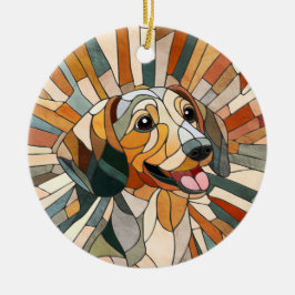 Dachshund-hund - Doxifärgad mosaik Julgransprydnad Keramik
