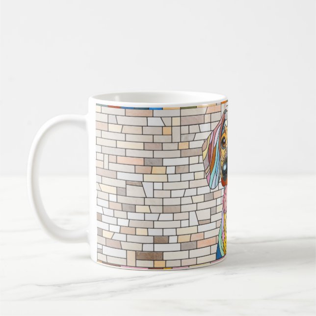 Dachshund-hund - Doxifärgad mosaik Kaffemugg (Vänster)