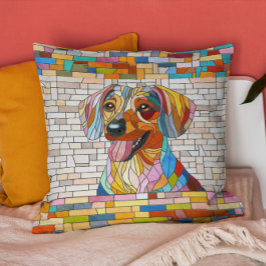 Dachshund-hund - Doxifärgad mosaik Kudde