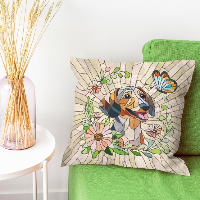 Dachshund-hund - Doxifärgad mosaik Kudde (Skapare uppladdad)