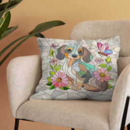 Dachshund-hund - Doxifärgad mosaik Kudde
