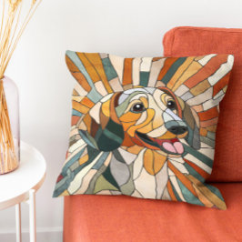 Dachshund-hund - Doxifärgad mosaik Kudde