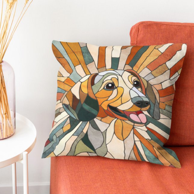 Dachshund-hund - Doxifärgad mosaik Kudde (Skapare uppladdad)