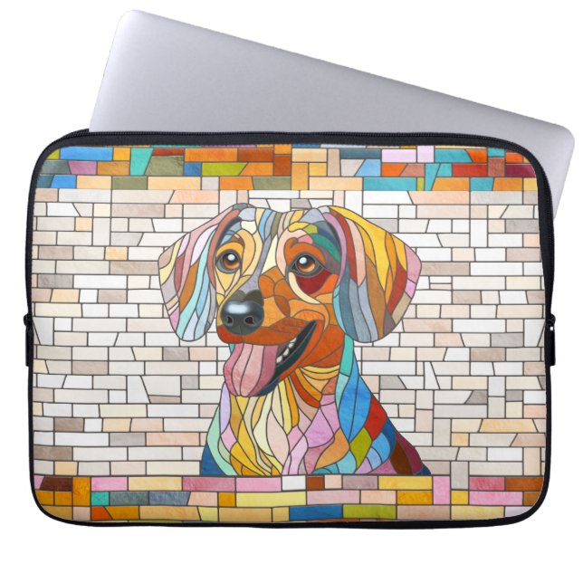 Dachshund-hund - Doxifärgad mosaik Laptop Fodral (Framsidan)