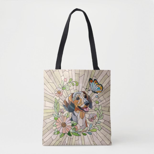 Dachshund-hund - Doxifärgad mosaik Tygkasse (Framsida)