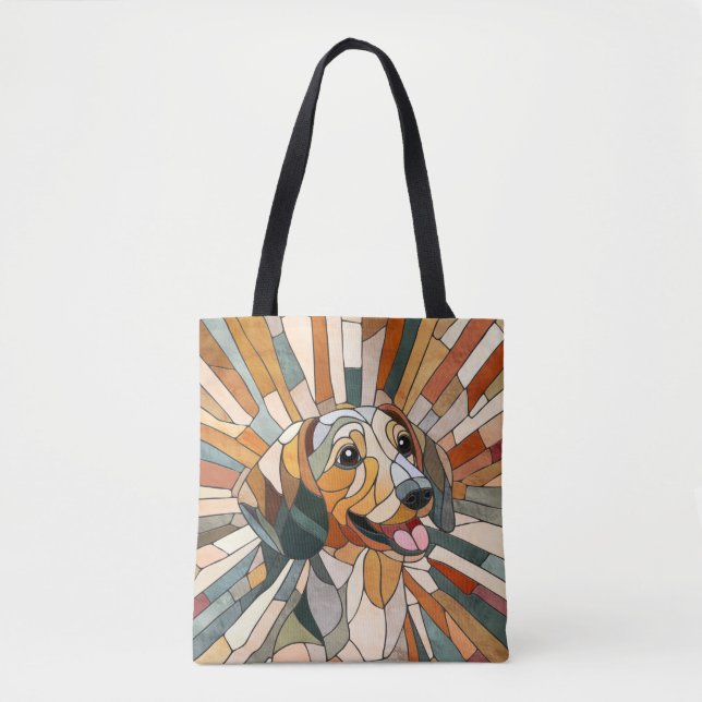 Dachshund-hund - Doxifärgad mosaik Tygkasse (Framsida)