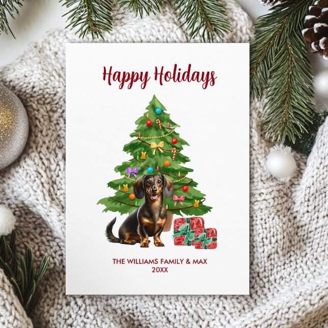 Dachshund Hund Familj Jul Julkort (Skapare uppladdad)