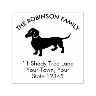 Dachshund Hund Family Home Adress Självfärgande Stämpel