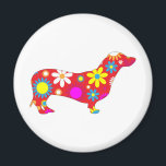 Dachshund-hund för funky, presentidé magnet<br><div class="desc">blommigt för återgivning av funky,  blommande söt och roligt Dachshund-hund. underbar presentidé för hundälskare,  barn</div>