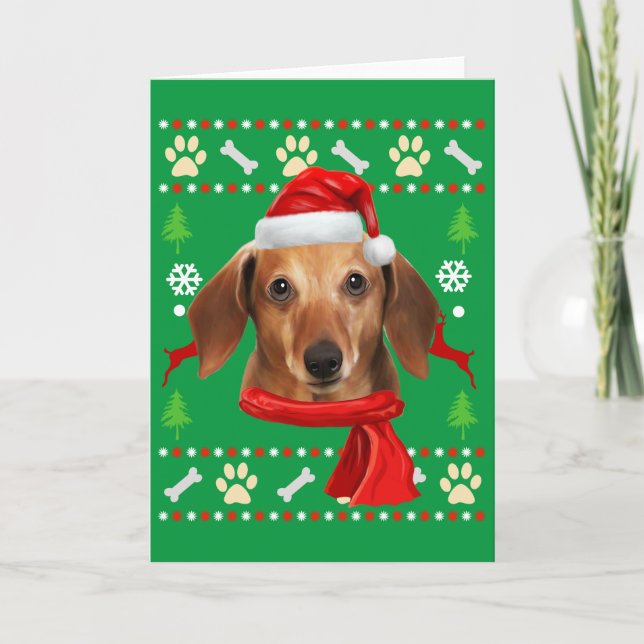 Dachshund Hund Ful Jul Kort (Framsida)