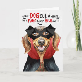 Dachshund Hund Funny Count DOGcula Halloween Helgkort