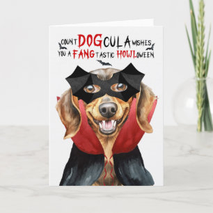 Dachshund Hund Funny Count DOGcula Halloween Helgkort