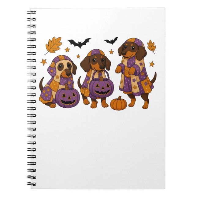 Dachshund Hund Ghost Halloween Anteckningsbok (Framsidan)