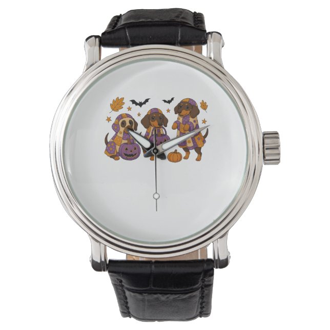 Dachshund Hund Ghost Halloween Armbandsur (Framsida)