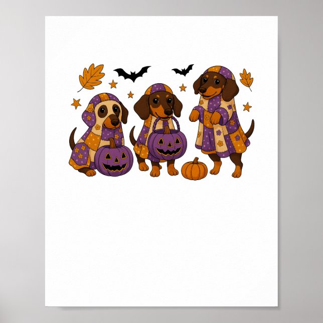 Dachshund Hund Ghost Halloween Poster (Framsidan)