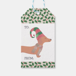 Dachshund Hund God jul Presentetikett