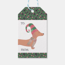 Dachshund Hund God jul Presentetikett