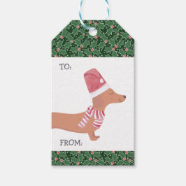 Dachshund Hund God jul Presentetikett