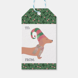 Dachshund Hund God jul Presentetikett