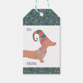 Dachshund Hund God jul Presentetikett