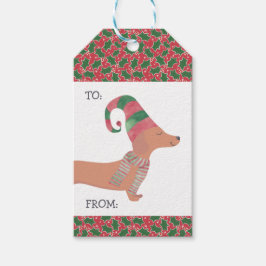 Dachshund Hund God jul Presentetikett