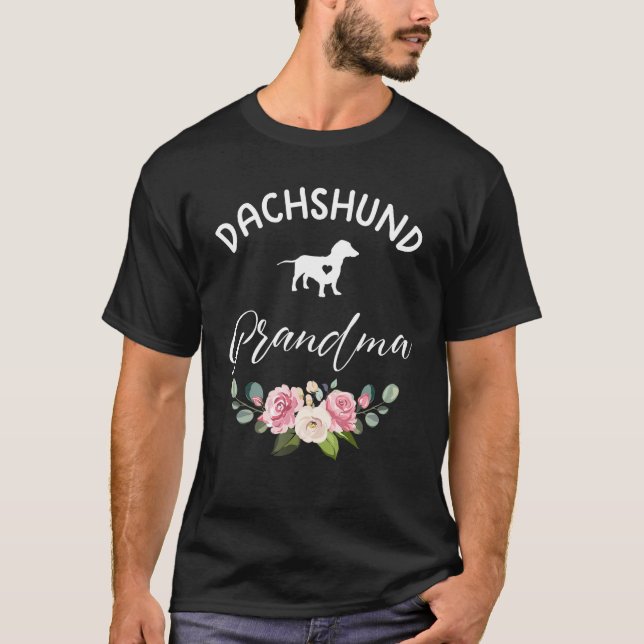 Dachshund Hund Grandma Silhouette Mors dag T Shirt (Framsida)