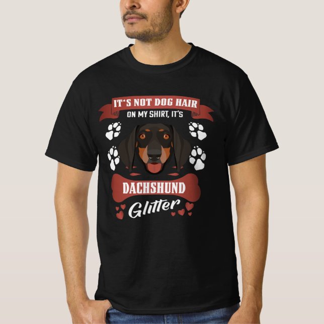 Dachshund Hund Hair Glitter T Shirt (Framsida)