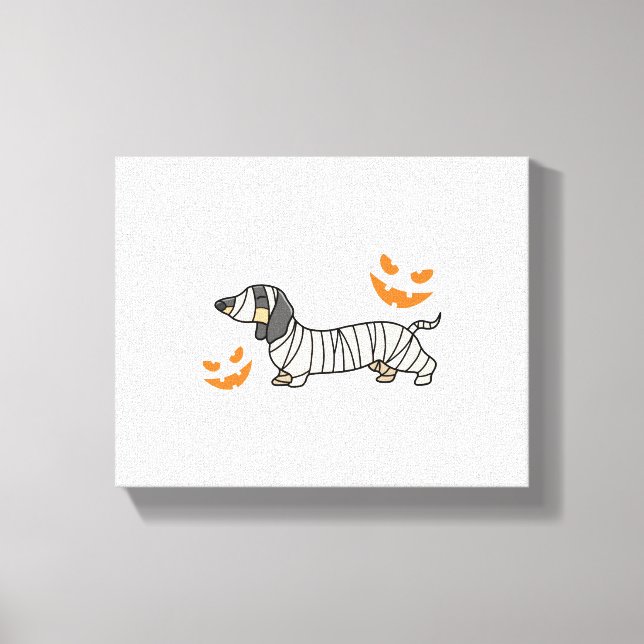 Dachshund Hund Halloween Candy corn Full Moon Canvastryck (Framsida)