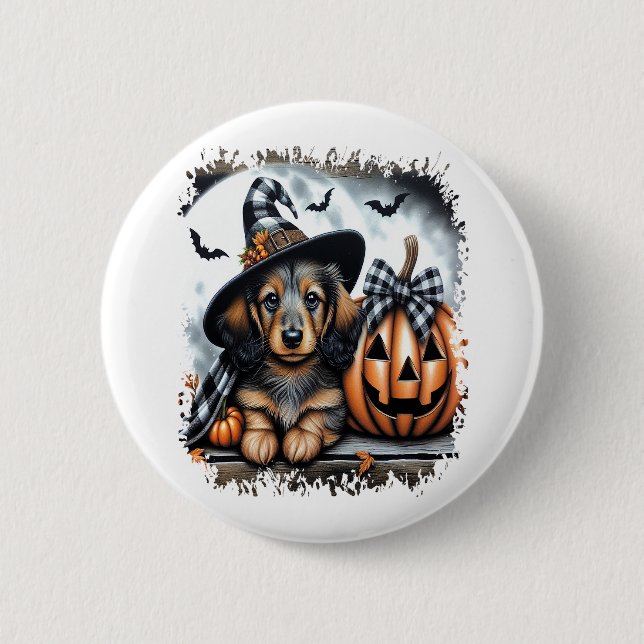 Dachshund Hund Halloween Knapp (Framsida)