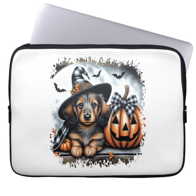 Dachshund Hund Halloween Laptop Fodral (Framsidan)